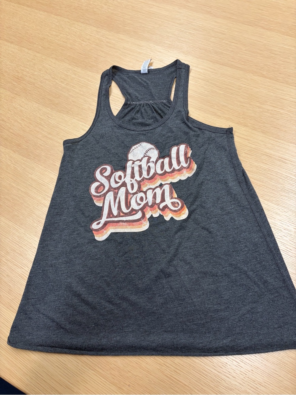 Gray Softball Mom Racerback Tank